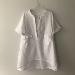 Loose Women Solid Short Sleeve Pockets Side Split